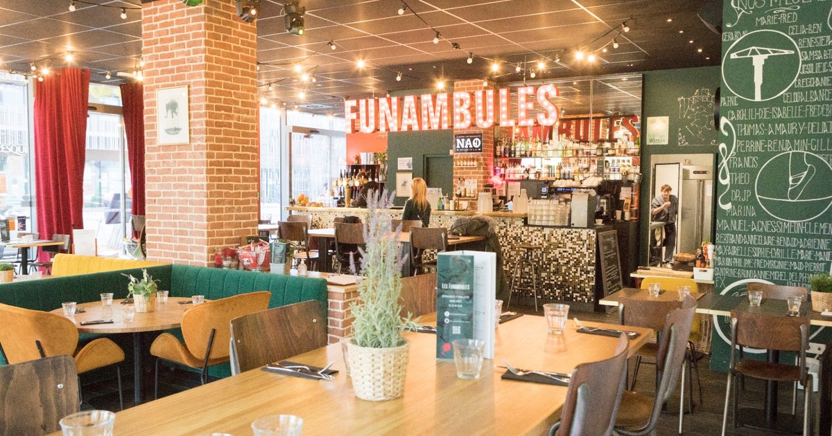 Salle du restaurant bistronomique Les Funambules sur l'Île de Nantes